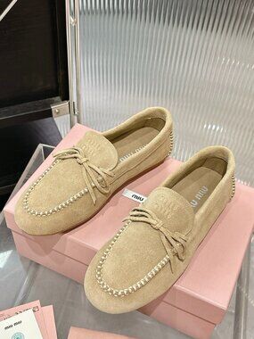 Miu Miu Suede Bow Mule Loafers